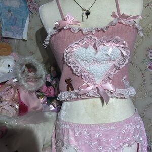 Baby cakes! 🎀🪽 ooak sweater crop top tank embroidered heart  dolly